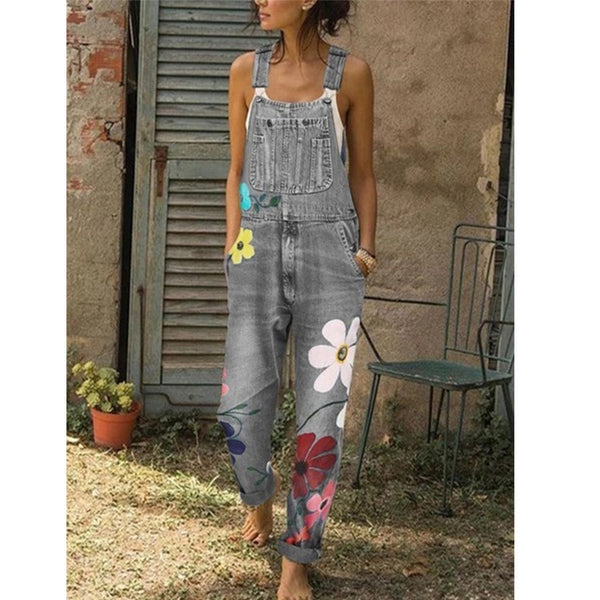 Overol Denim Estampado para Mujer con Lavado Vintage - Image 5