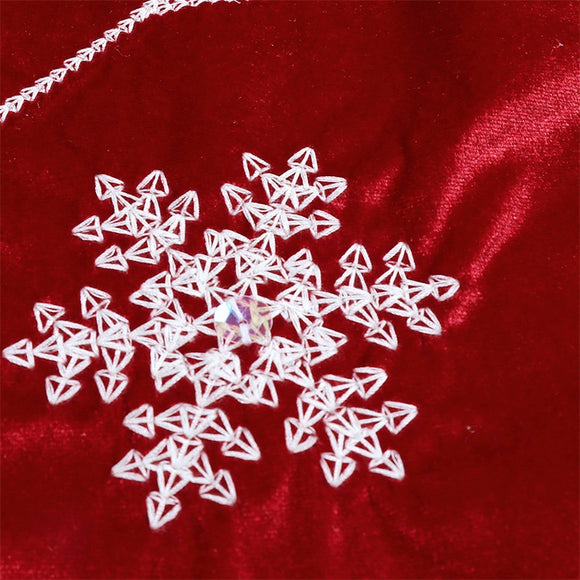 Falda para Árbol de Navidad Terciopelo Rojo con Copos de Nieve