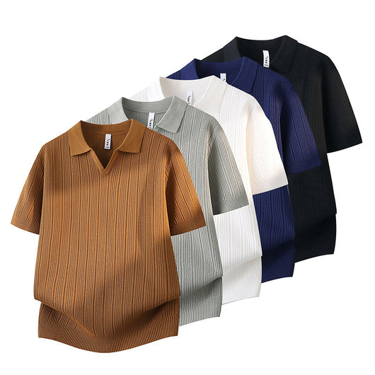 Camisa Casual Slim Fit Cuello Solapa Manga Corta Hombre