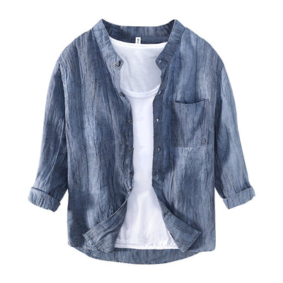 Camisa de Lino Retro con Cuello Mao - Comodidad y Estilo Clásico - Image 5