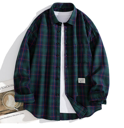 Camisa Casual de Cuadros Oversize para Hombre - Image 11