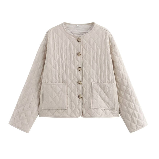 Chaqueta de Otoño e Invierno en Mezcla de Lino y Algodón para Mujer