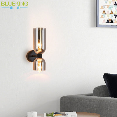Lámpara de Pared Doble Cabezal en Vidrio para Mesita de Noche