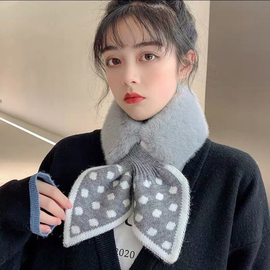 Bufanda Invierno con Moño y Lunares Estilo Coreano - Image 11
