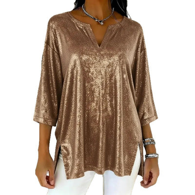 Blusa Navideña Brillante de Manga Larga para Mujer - Image 5