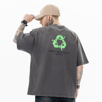 Camiseta de Algodón Suelta con Efecto Vintage Desgastado - Image 4