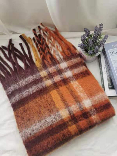 Bufanda de Cashmere a Cuadros con Rayas Coloridas para Otoño - Image 34