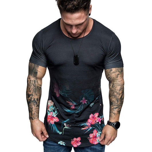 Camisa Estampada Flores Slim Fit Hombre Manga Corta Casual Plus Size - Image 5