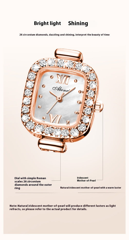 Reloj de Cuarzo Dorado con Cristales y Esfera Cuadrada Pequeña - Image 10