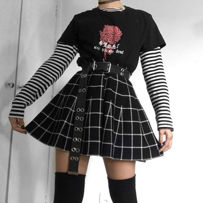 Minifalda Cuadriculada de Talle Alto con Paneles - Image 12