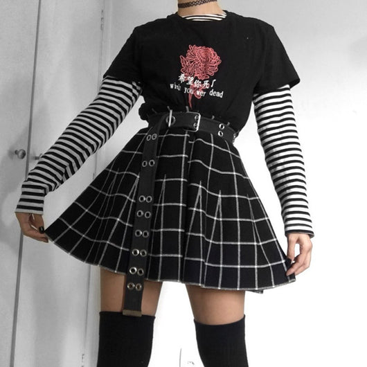 Minifalda Cuadriculada de Talle Alto con Paneles - Image 12