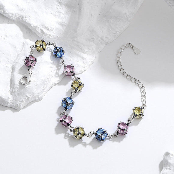 Pulsera de Cristal Zircón Multicolor - Rosa, Cielo y Azul