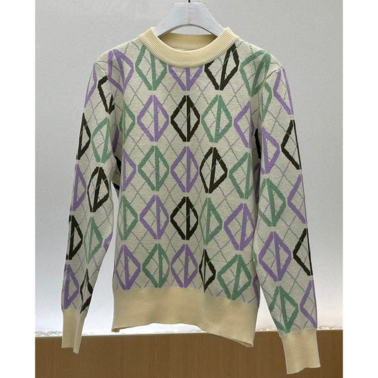 Suéter Geométrico de Diamantes Coloridos para Mujer - Image 11
