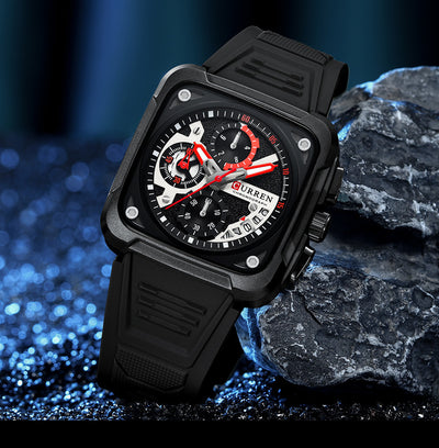 Reloj de Pulsera Cuadrado Multifunción con Seis Agujas para Hombre - Image 9