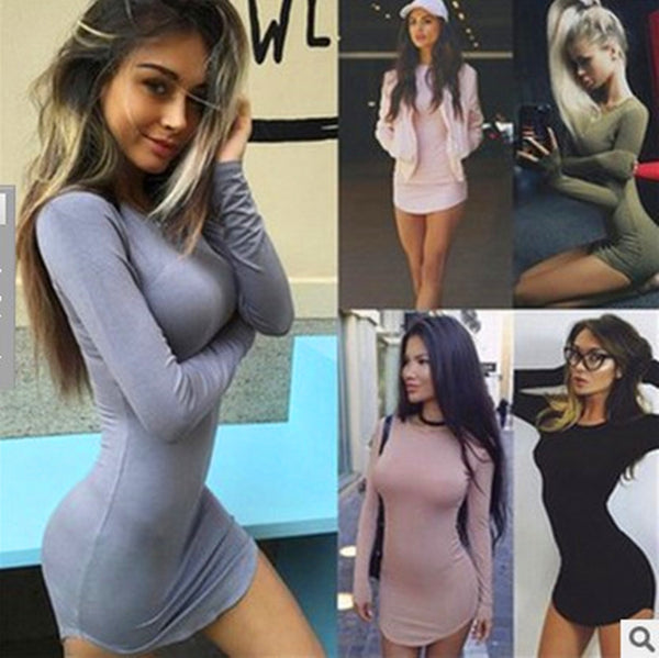 Vestido Básico Cuello Redondo en Tela de Leche para Mujer
