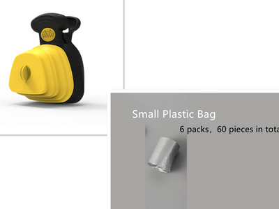 Blue and black foldable pet poop bag dispenser with an integrated scoop, ideal for travel and outdoor use. - Image 13