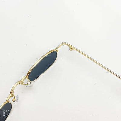 Black retro hip hop sunglasses with dark rectangular lenses and a sleek metal frame on a white background. - Image 9