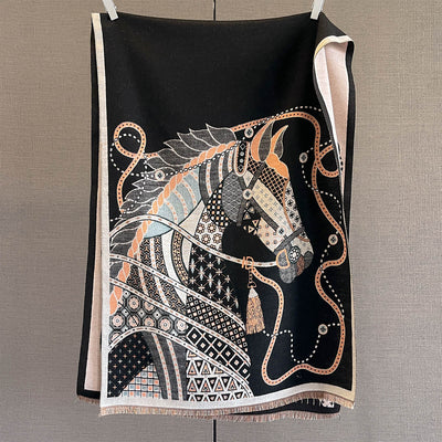 Bufanda de Imitación Cashmere con Estampado de Caballos - Versión Extendida y Reforzada - Image 19