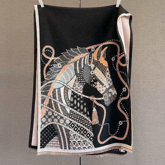Bufanda de Imitación Cashmere con Estampado de Caballos - Versión Extendida y Reforzada - Image 19