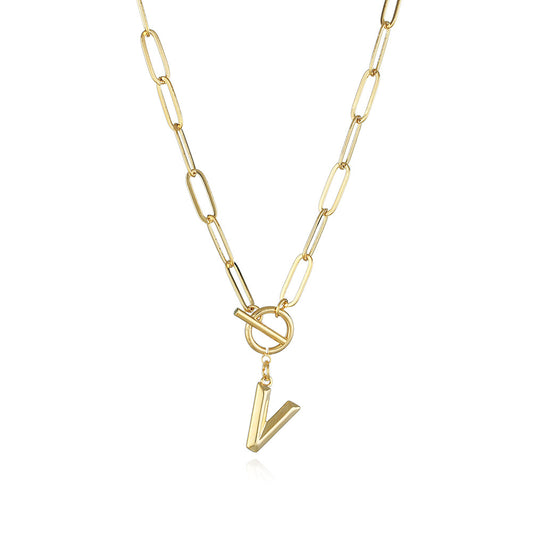Collar de Letra Chapado en Oro Real Estilo Hip Hop - Image 2