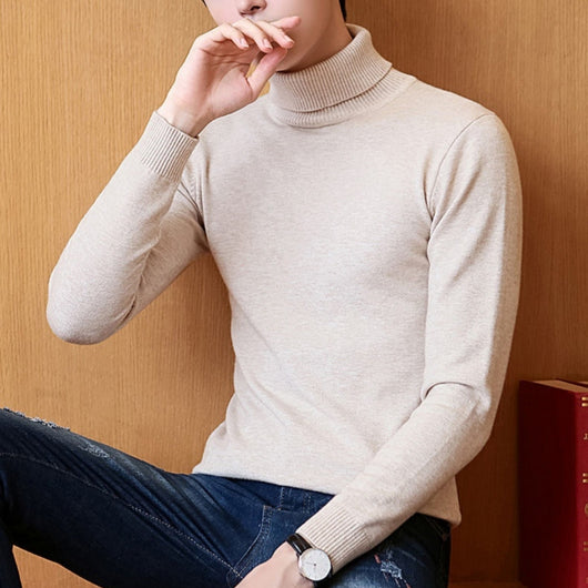 Suéter Tejido para Hombre Cuello Alto Cálido y Suave