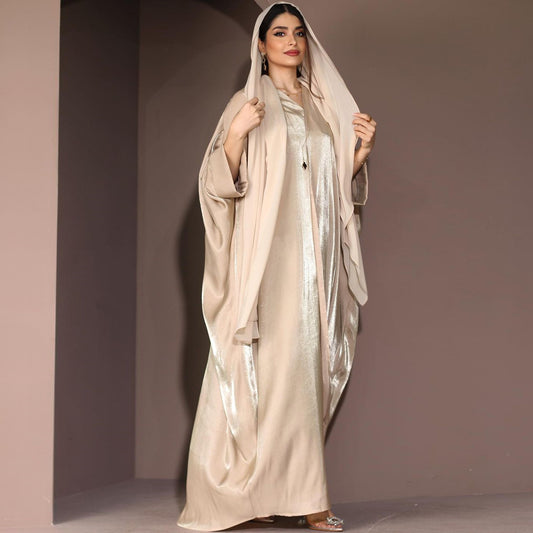 Bata de Seda Satén Brillante para Moda Musulmana Modesta