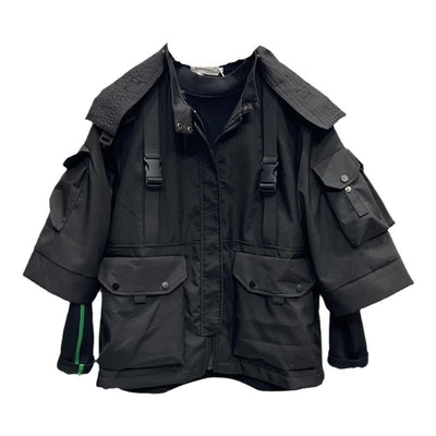 Chaqueta Hoodie Negra Suelta para Hombre - Image 10