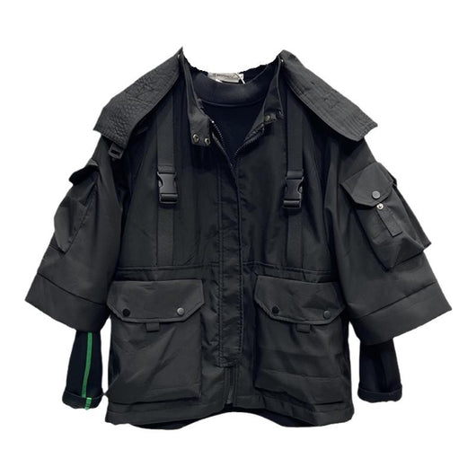 Chaqueta Hoodie Negra Suelta para Hombre - Image 10