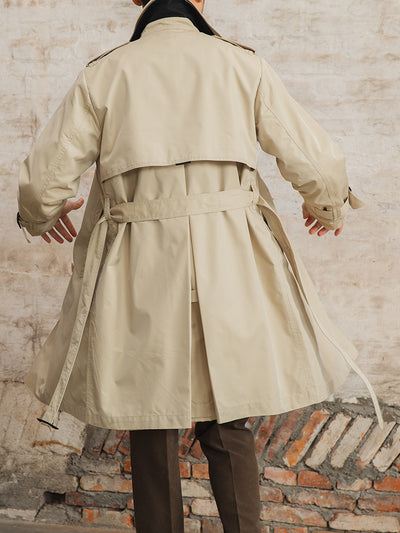 Abrigo Gabardina Impermeable Doble Cuello Hombre Largo Doble Botonadura - Image 8