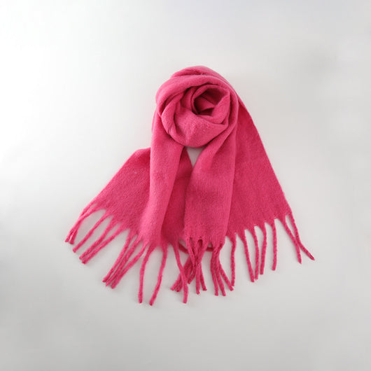 Bufanda de Cachemira Suave con Borlas - Colores Lisos Versátiles para Mujer - Image 8
