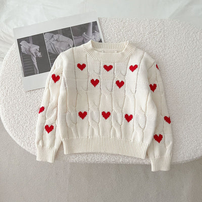 Suéter Infantil de Algodón Niño y Niña Cuello Redondo Rojo - Image 38