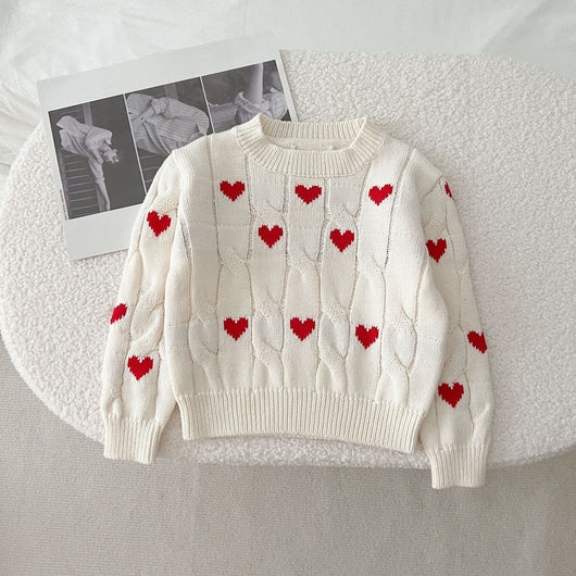 Suéter Infantil de Algodón Niño y Niña Cuello Redondo Rojo - Image 38