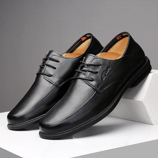 Zapatos Formales de Cuero para Hombre - Estilo Coreano Punta Fina Negro - Image 9