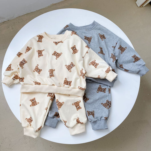 Conjunto de Buzo y Pantalón para Niños Primavera Otoño con Diseño de Osito - Image 9