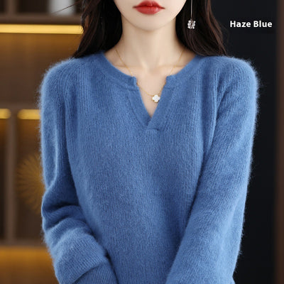 Suéter de Visón Otoño Invierno Mujer Talla Grande Holgado con Forro Polar - Image 9