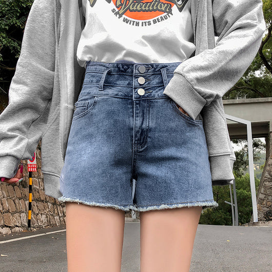 Shorts de Mezclilla Cintura Alta con Botones Múltiples y Corte Ancho para Mujer - Image 7
