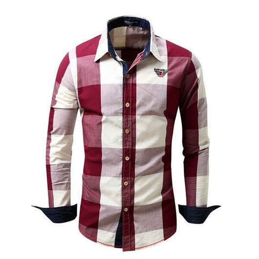 Camisa Casual Slim Fit Cuadros Bloques de Color para Hombre - Image 7