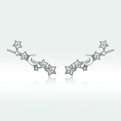 Aretes de Plata con Estrella y Luna - Circonitas Incrustadas Diseño Minimalista - Image 4