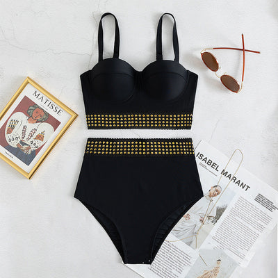 Bikini Realce con Aro Negro de Cintura Alta - Image 2