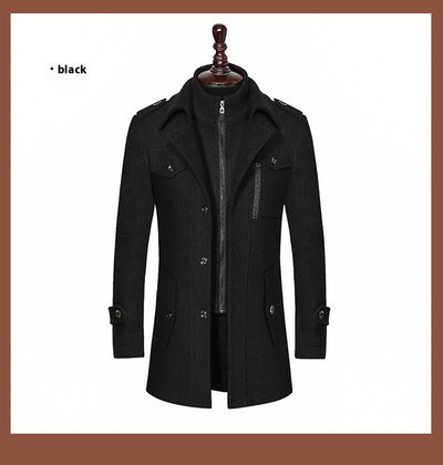 Abrigo de Lana para Hombre Cuello Doble con Cierre Vertical - Image 18