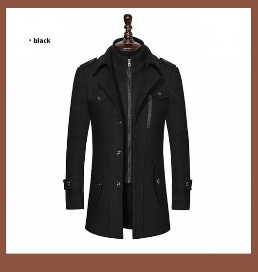 Abrigo de Lana para Hombre Cuello Doble con Cierre Vertical - Image 18