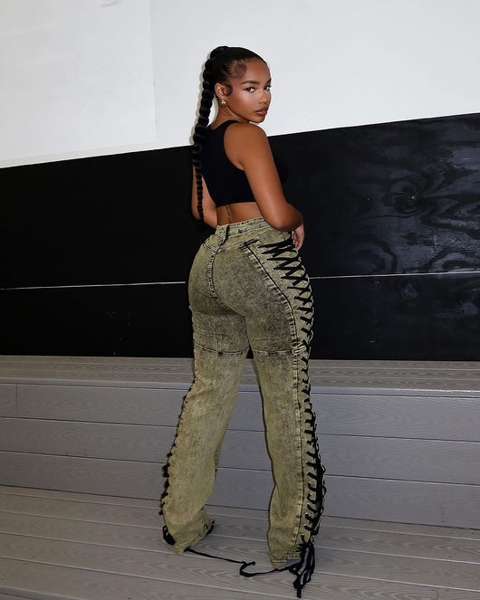 Jeans Bandage con Cordón para Mujer - Estilo Hot Girl Europeo y Americano - Image 33