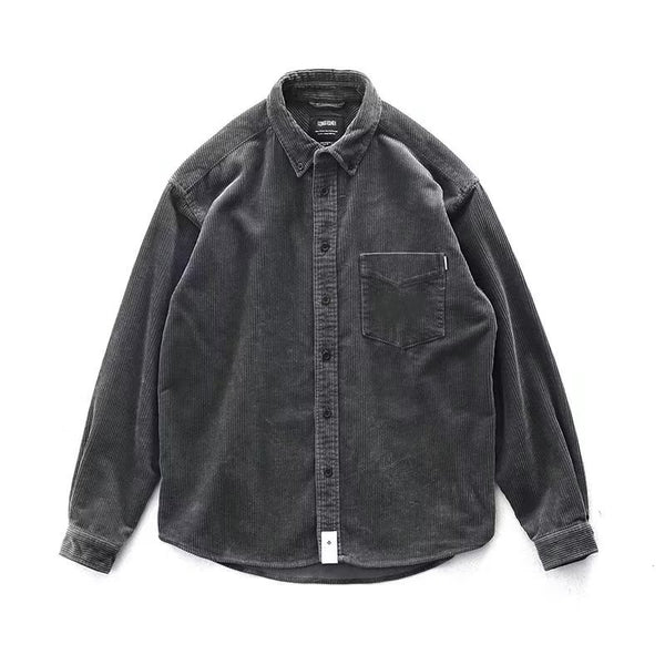 Camisa Cargo Vintage de Pana Suelta para Hombre