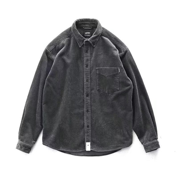 Camisa Cargo Vintage de Pana Suelta para Hombre