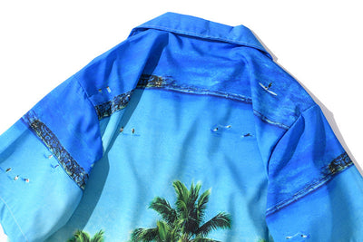 Camisa Casual de Manga Corta con Estampado 3D Playa - Image 4