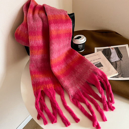 Bufanda Cuadros Mohair a Rayas para Mujer - Image 10