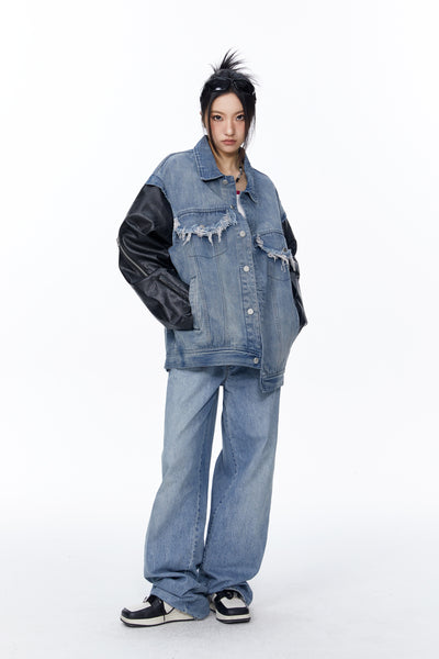 Chaqueta Denim Oversize con Detalles de Patchwork - Image 5