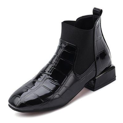 Botas Cortas de Cuero Charol con Suela Suave y Forro de Terciopelo Cálido - Image 8