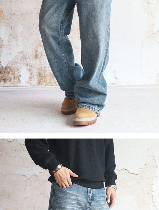 Jeans Rectos Khaki con Lavado Vintage para Hombre - Image 7