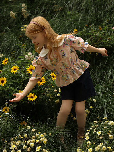 Blusa Infantil Blanca con Solapa y Estampado Floral - Image 12